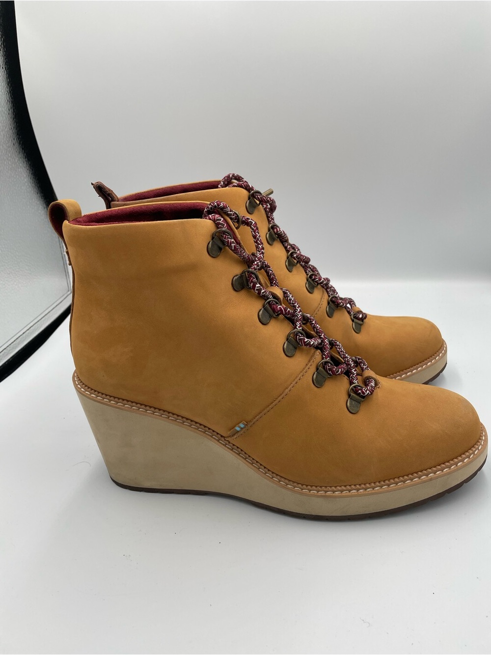 TOMS wedge Ankle lace up boots Size 11